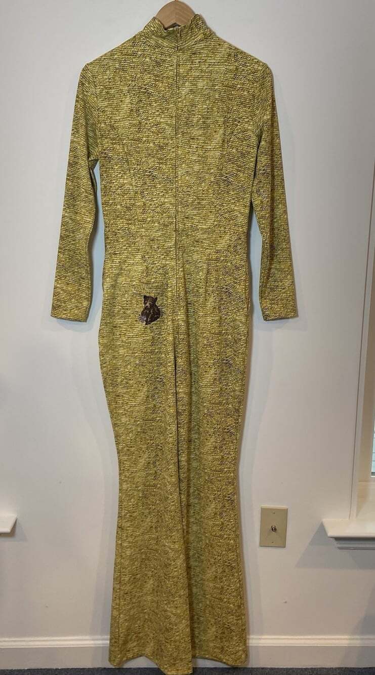Mrs Momma Bear Workwear Lucky Lady Jumpsuit Yellow Gold Embroidery Card S M - Picture 5 of 8
